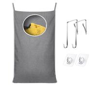 KEEPJOY Hanging Laundry Hamper Bag with 2 Different Types of Hooks, Size 20 x 30 Inch Door Laundry Hamper Storage Bag for Dirty Clothes, Blankets, and Toys (Grey, 1-Pack)