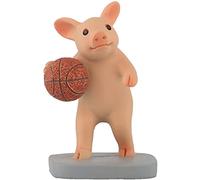 KEEPKAP Mini Pig Figurine, Resin Home Decor, Lucky Animal Garden Statue for Micro Landscape (Pig Playing Basketball)