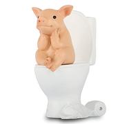 KEEPKAP Pig Statue Mini Pig Figurine, Resin Home Decor, Lucky Animal Garden Statue for Micro Landscape (Pig Squatting on The Toilet)