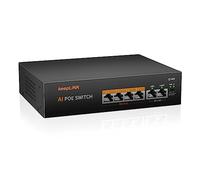 keepLiNK 6-Port 10/100Mbps Desktop Switch with 4-Port PoE+, 65W 802.3af/at, Extend Function, Metal Fanless, Unmanaged Plug and Play Network Ethernet Switch