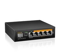 keepLiNK 6 Port Gigabit PoE Switch, 4 PoE+ Ports 1000Mbps, 1 Gigabit Uplink, 1 SFP Slot, 52W 802.3af/at, VLAN Mode, Fanless Metal, Unmanaged Plug and Play AI PoE Switch (5 Port PoE)