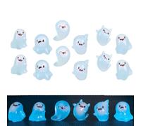 Keeplus 24PCS Luminous Mini Ghost Figures, Halloween Glowing Mini Resin Ghost Figures, Small Halloweens Ghosts, Glow Ghosts Statue Cute Tiny Resin Garden Figurines Decor for DIY Dollhouse Decoration