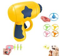 Keeplus Bamboo Dragonfly Catapult Pistol, Flying Disc Launcher Toy with LED Glow, Colourful Cat Fetch Toys Chasing Flying Propeller Funny Toys, Spinning Launchers, Interactive Cat Toys (Yellow)