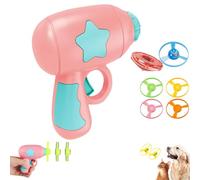 Keeplus Bamboo Dragonfly Catapult Pistol, Flying Disc Launcher Toy with LED Glow, Colourful Cat Fetch Toys Chasing Flying Propeller Funny Toys, Spinning Launchers, Interactive Cat Toys (Pink)