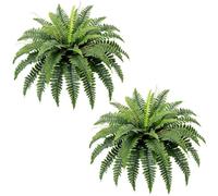 Keeplush 35” Artificial Boston Fern Bush Plant, 2 fake plants for Outdoors Large, faux plants Realistic Artificial Plants with 39 Fronds for Garden Porch Patio Home Office Living Room Decor Green
