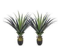 Keeplush 3FT Artificial Spiked Agave Plants, Artificial Plants Outdoor UV Resistant, 90cm Small Artificial Plants Indoor Perfect for Front Porch, Patio, Home, Office Decor 2PCS