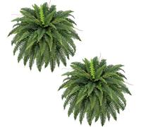 Keeplush 42” Artificial Boston Fern Bush Plant, 2 fake plants for Outdoors Large, faux plants Realistic Artificial Plants with 65 Fronds for Garden Porch Patio Home Office Living Room Decor Green