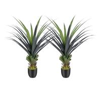 Keeplush 4FT Artificial Spiked Agave Plants, Artificial Plants Outdoor UV Resistant, 115cm Small Artificial Plants Indoor Perfect for Front Porch, Patio, Home, Office Decor 2PCS