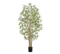 Keeplush Artificial Bamboo Plant 150cm-Featuring 1260 Realistic Leaves and 6 Natural Bamboo Trunks, Tall Artificial Plants with Lush - fake tree Indoor for Living Room Office Bedroom Home Decor