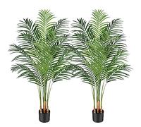 Keeplush Artificial Palm Tree 150cm Tall Fake Palm Tree Indoor Decor with 13 Trunks and Real Bark Design Faux Tropical Areca Silk Floor Plant in Pot for Home Office Living Room Bedroom Decor 2pcs