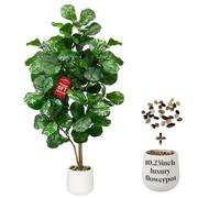 Keeplush Faux Fiddle Leaf Fig Tree 6ft Tall Indoor Fake Tree in White Pot with 106 Leaves Artificial Ficus Lyrata House Plant for Indoor Home Office Bedroom Living Room Decor Perfect Housewarming Gift