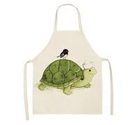 keepmore 3D Colorful Turtle Printing Apron Cotton Linen Chef Aprons Kitchen Cooking Pinafore Home Antifouling Bib for Adult Kids Wife Mom Aunt Grandma Baking BBQ Crafting