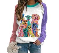 keepmore Cute Dog 3D Print Long Sleeve Sweatshirt for Women Plus Size T-Shirts Novelty Colorful Pullovers Tops Tunic Casual Tshirts