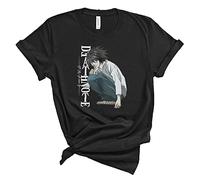 keepmore Death Note T-Shirt L Lawliet Cosplay Costume Casual Loose Printed Crew Neck Short Sleeve T-Shirt Top Tees for Unisex