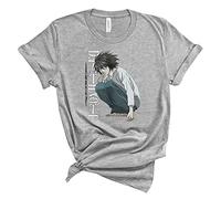 keepmore Death Note T-Shirt L Lawliet Cosplay Costume Casual Loose Printed Crew Neck Short Sleeve T-Shirt Top Tees for Unisex