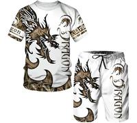 keepmore Dragon Pattern 3D Printed Men's T-Shirt Set Fashion Men's Clothing Tracksuit Summer Casual Oversized T-Shirt Shorts Sportswear
