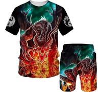 keepmore Dragon Pattern 3D Printed Men's T-Shirt Set Fashion Men's Clothing Tracksuit Summer Casual Oversized T-Shirt Shorts Sportswear