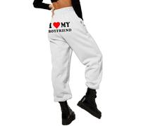 keepmore I Love My Boyfriend Joggers Women's Funny Letter 3D Printed Jogger Pants Hip Hop Casual Drawstring Sweatpants Trousers