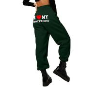 keepmore I Love My Boyfriend Joggers Women's Funny Letter 3D Printed Jogger Pants Hip Hop Casual Drawstring Sweatpants Trousers