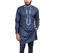 keepmore Kaftan Elegant African Men's Set 2 Piece Outfits Long Sleeve Ethnic Dashiki Shirt and Pants Luxury Men's Suit Wedding Men's Clothing