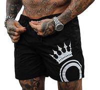keepmore Men Watershorts Swim Trunks Board Shorts Crown Prints Quick Dry Surfing Beach Short Pants Black