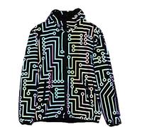 keepmore Men/Women's Winter Colorful Luminous Tracksuit Circuit Pattern Long Sleeve Zipper Top Coat Pants Outfits Clubwear Night