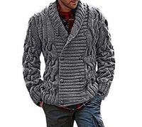 keepmore Mens Classic Buttons Vintage Plain Knitted Grandad Cardigan Jumper Shawl Neck V Neck Cardigan