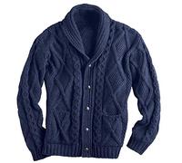 keepmore Mens Classic Buttons Vintage Plain Knitted Grandad Cardigan Jumper Shawl Neck V Neck Cardigan