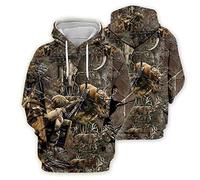 keepmore Mens Deer Hunter Hoodie Jacket Antelope Hunter Sweatshirts Camouflage Forest 3D Graphic Hooded Sweatshirt