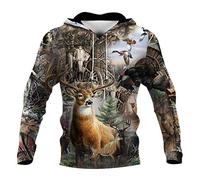 keepmore Mens Deer Hunter Hoodie Jacket Sweatshirts Camouflage Forest 3D Graphic Hooded Sweatshirt