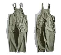 keepmore Men's Hip hop Vintage Bib Overalls Dungarees Jumpsuits Baggy Dad Pants ArmyGreen