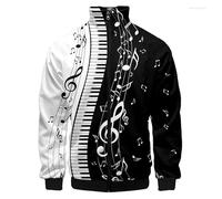 keepmore Men's Music Notes Printed Long Sleeve Jacket Lightweight Bomber Jacket Light Track Jackets Casual Windbreaker Outdoor Street Fashion Coat