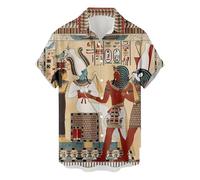 keepmore Men's Short Sleeve Hawaiian Shirt Ancient Egyptian Pharaohs Graphic Pattern 3D Printed Button Down Shirts Aloha Harajuku Streetwear Summer Beach Holiday Beach Top