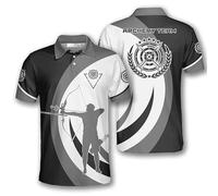 keepmore Men's Summer Golf Shirts Archery 3D Printed Polo Shirt Button Closure Lapel Collar Training T-Shirts for Archery Lovers