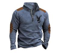 keepmore Men's Western Aztec Sweatshirt Reindeer Printed Long Sleeve Quarter Zip Ethnic Graphic Pullover Tops