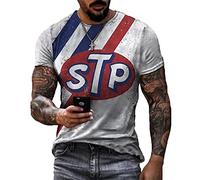 keepmore Oldschool T Shirt for Men-Retro American Motorcycle Motor Oil Print Short Sleeve T-Shirts