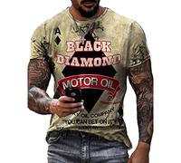 keepmore Oldschool T Shirt for Men-Retro American Motorcycle Motor Oil Print Short Sleeve T-Shirts