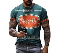 keepmore Oldschool T Shirt for Men-Retro American Motorcycle Motor Oil Print Short Sleeve T-Shirts