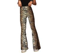keepmore Trend Trousers Animal Print Pattern Ladies High Waist Slim Flared Pants-Tiger Leopard Snake Print