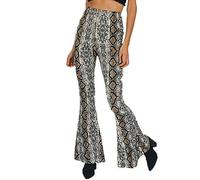 keepmore Trend Trousers Animal Print Pattern Ladies High Waist Slim Flared Pants-Tiger Leopard Snake Print