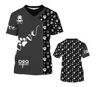 keepmore Unisex Dog Groomer T-Shirt Pet Grooming Uniform Tops Clothing Tees Canine Veterinary Hairdressers Workwear