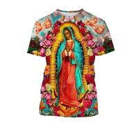 keepmore Virgin Mary T-Shirt Goddess of Mercy 3D Printed T-Shirts Jesus God Unisex Short Sleeve Tops