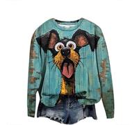 keepmore Women's Cute Dog 3D Printed Sweatshirt T-Shirt Long Sleeve Casual Funny Graphic Pullover Sweater Crewneck Tops Blouse for Dog Mom