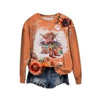 keepmore Women's Sweatshirt Highland Cow 3D Printed Pullover Sweater Funny Graphic Print T-Shirt Long Sleeve Autumn Winter Plus Size Tops