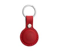 KEEPO LINK Genuine Leather Compatible with AirTag Keychain Holder, OLT05 | Protective Case Cover Coin Pouch with Titanium Key Ring for GPS Tracker, Keys Backpacks Luggages Kids Pet Collars, Red