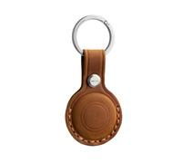 KEEPO LINK Genuine Leather Compatible with AirTag Keychain Holder, OLT05 | Protective Case Cover Coin Pouch with Titanium Key Ring for GPS Tracker, Keys Backpacks Luggages Kids Pet Collars, Brown