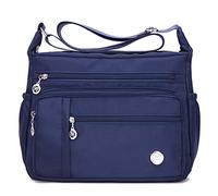 KEEPOP Crossbody Bag for Women, Multi Pocket Waterproof Lightweight Nylon Purse Shoulder Bag Blue S