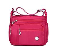 KEEPOP Crossbody Bag for Women, Multi Pocket Waterproof Lightweight Nylon Purse Shoulder Bag Pink L