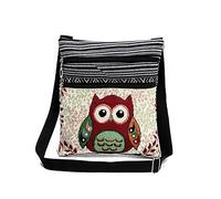 KEEPOP Women Girls Canvas Tote Purse Mini Shoulder Bag Cell Phone Purse Bag Owl Embroidered Crossbody Pouch Satchel Bag 550B
