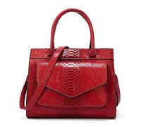 KEEPOP Women Handbag Large Capacity Stylish Snake PU Leather Shoulder Bag Simple All Match Crossbody Purse Satchel Red
